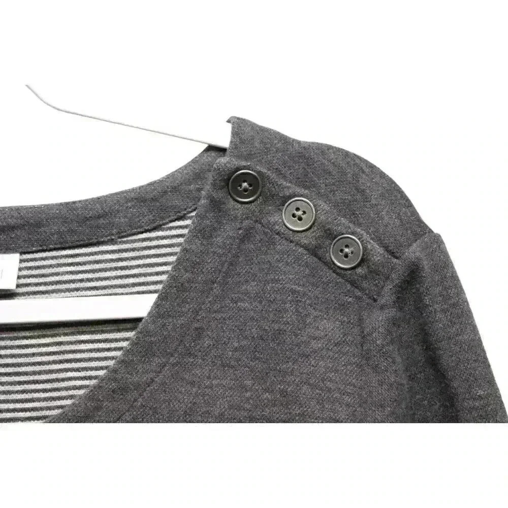 J Jill Sweater Dress Size Large Petite Gray 3/4 Sleeve Cotton Stretch Casual - Picture 6 of 12